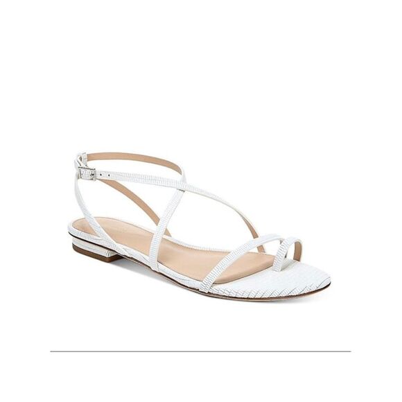 VIA SPIGA Shoes - VIA SPIGA Womens White Croc Calandre Round Toe Leather Slingback Sandal 8 M